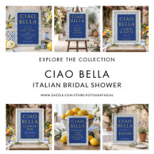 Mediterranean Ciao Bella Mosaic Bridal Shower Blue
