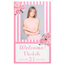 21st birthday party - elegant pink white stripes 