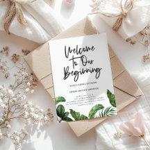 Monochrome tropical foliage script hand lettering 