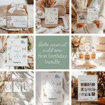 Watercolor boho animal wild one birthday party