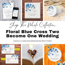 Floral Blue Cross Two Become One Wedding