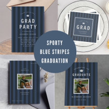 Blue Sporty Stripes Modern Graduation