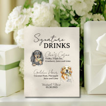 Minimalist Script Dog Illustration Wedding Signs