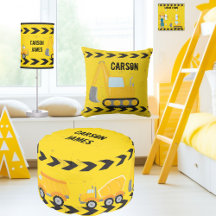 Yellow Construction Vehicle Custom Kids Room Decor
