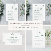 Winter Green & Gold Christmas Bauble Wedding