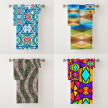 Bath Towel Sets With Retro Pop Art Designs 
