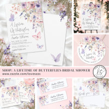 Pink Purple Wildflower Butterfly Bridal Shower