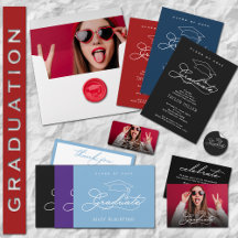 ELEGANT WHITE SCRIPT GRADUATION COLLECTION