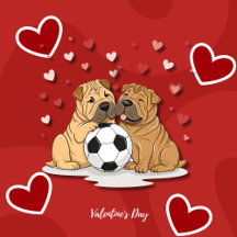 Shar Peis with soccer ball for Valentine's Day