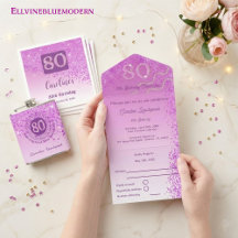 Refined Soft Pink & Gold  Glitter | 80th Birthday