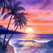 Tropical Beach Sunset #2 T-shirt with Sandy Beach 
