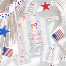Red White & I Do Bow Blue Stripes Bridal Shower