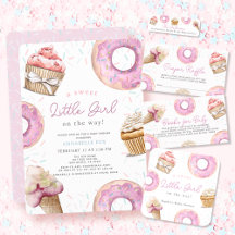 Sweet Little Girl Pink Cupcake & Donut Baby Shower