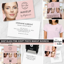 Blush Pink Script Photo Logo Makeup Business Suite