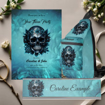 Dark blue skull with roses. 