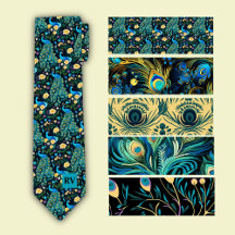 Personalized Peacock Wedding Neckties