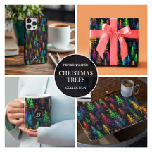 Colorful Christmas Tree Glow In Dark Forest 