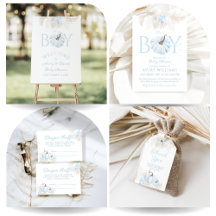 Boho Blue Pumpkin It's a Boy Fall Baby Shower