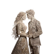 Beautiful Wedding Couple made of Paper.