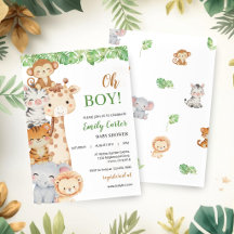 Oh Boy! Safari Baby Shower Invitations Collection 