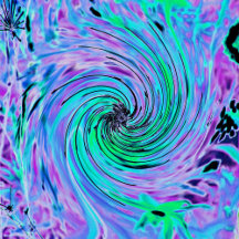 Cool Abstract Lime Green and Purple Floral Swirl