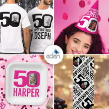 50th birthday two tone bold photo in the 0