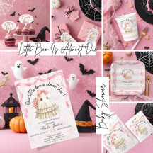 pink cute ghost little boo baby shower
