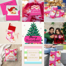 Jolly Old Fashion Santa Pink Christmas 