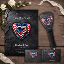 Heart is in the classic colors of the USA flag. 