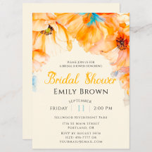Watercolor Orange Poppy Bloom bridal shower