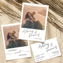 Boho Wedding Photo Invitations   Modern Script