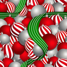 Christmas pattern of red and striped balls 