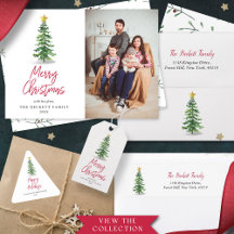 Watercolor Pine Tree Christmas Holiday