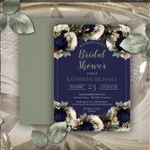 Dk Blue   Winter White Floral Wedding and Occasion