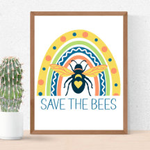 Retro Bee Colorful Rainbow