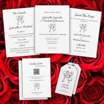 Kissing Couple Drawing Minimalist Wedding Suite