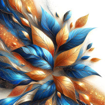 Abstract Gold and Turquoise Leaves