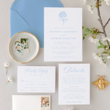 Classic Hydrangea Letterpress Wedding Suite