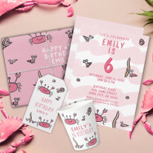 Pink Sea Animals Girl Birthday Collection