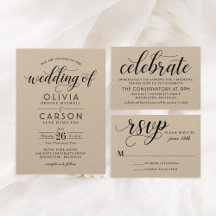 Modern Kraft and Black Script Wedding