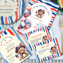 Teddy Bear Stripes An American Baby is on the way 