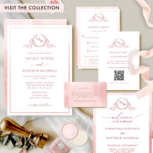 Blush Salmon Pink Watercolor, Botanical Monogram 