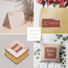 Elegant Abstract Chic Floral Terracotta Suite