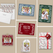 White Winter Greenery Hand Drawn Christmas