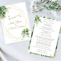 Weddings   Tropical Green Leaves & Gold Frame 
