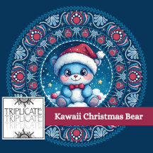 Kawaii Christmas Bear Dot Mandala Scrapbook Paper
