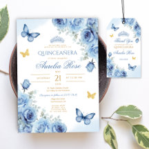 Elegant Blue and Gold Butterflies