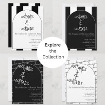 Costumes and cocktails halloween party invitations