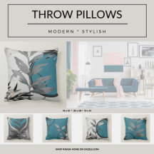 Pillows   Gray & Turquoise Watercolor Designs