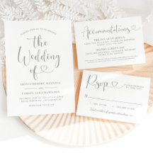 Modern Silver Heart Script Wedding Collection